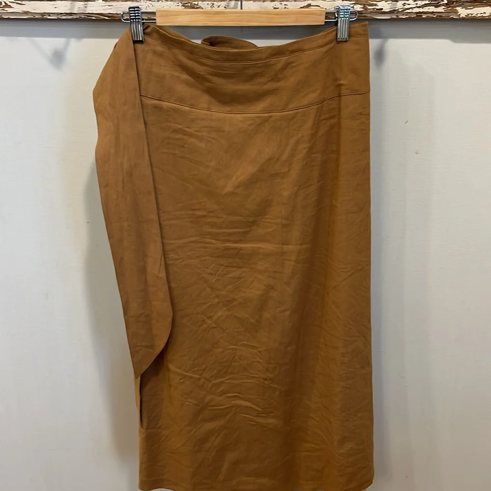 VINCE Linen-Blend Midi‎ Wrap Skirt Size 0 - Picture 4 of 9